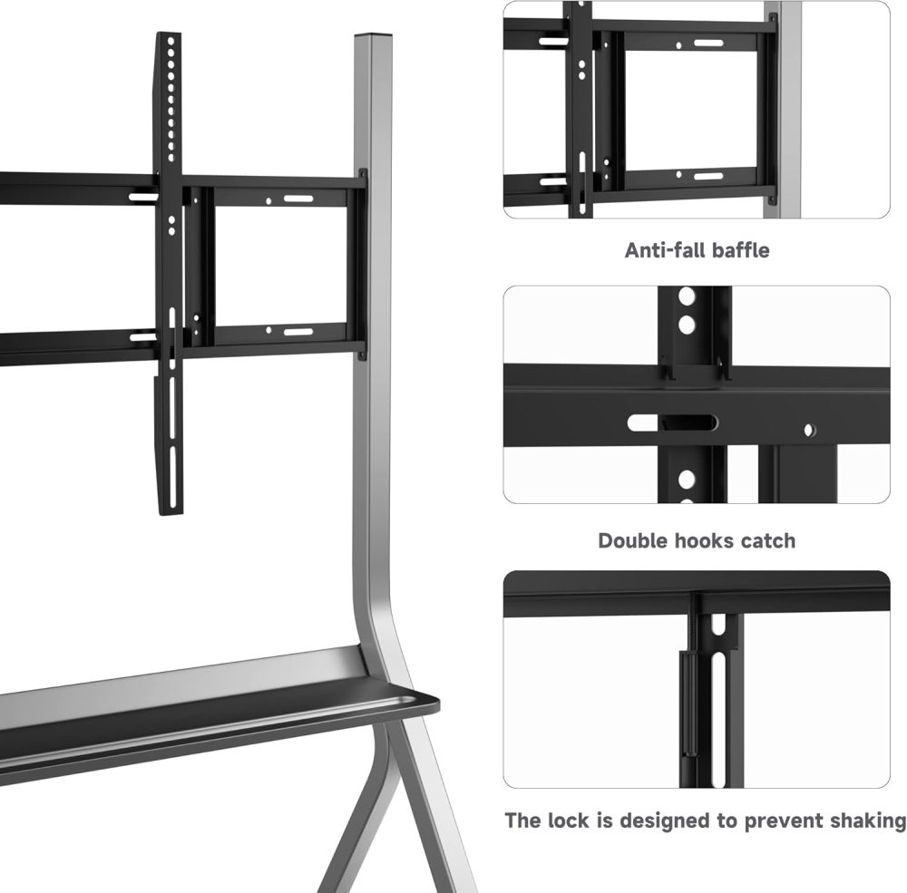 leaderhub Smart Board Stand for 55"- 86'' Smart Whiteboard, Electronic Whiteboard, Four Lockable Wheels for Smart Board for Classroom - Image 2