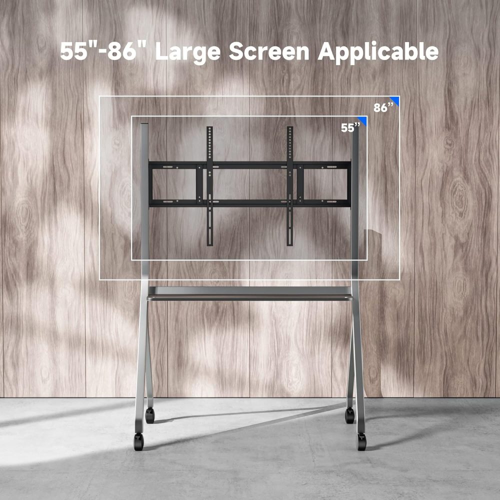 leaderhub Smart Board Stand for 55"- 86'' Smart Whiteboard, Electronic Whiteboard, Four Lockable Wheels for Smart Board for Classroom - Image 5