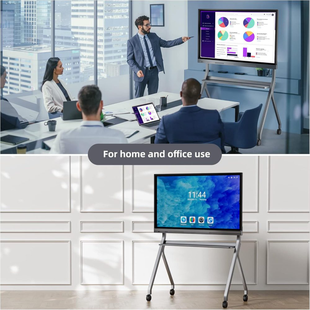 leaderhub Smart Board Stand for 55"- 86'' Smart Whiteboard, Electronic Whiteboard, Four Lockable Wheels for Smart Board for Classroom - Image 7