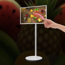 Leaderhub 4G+128G 32inch L32S Android Portable Monitor Touch tv Live Smart Screen, Portable Rotate Rotating Display on Wheels with Stand Rolling