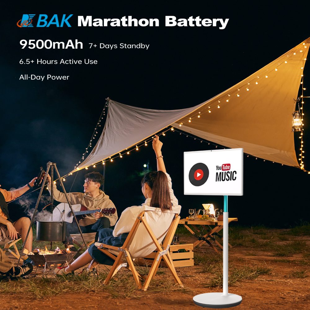 Leaderhub L27M 27" 8G+128G Live Smart Screen - Portable Rotating Touch Monitor w/Wheels, Android TV, Battery-Powered Mobile Stand for Camping, Kitchen & Outdoor Use - Image 6