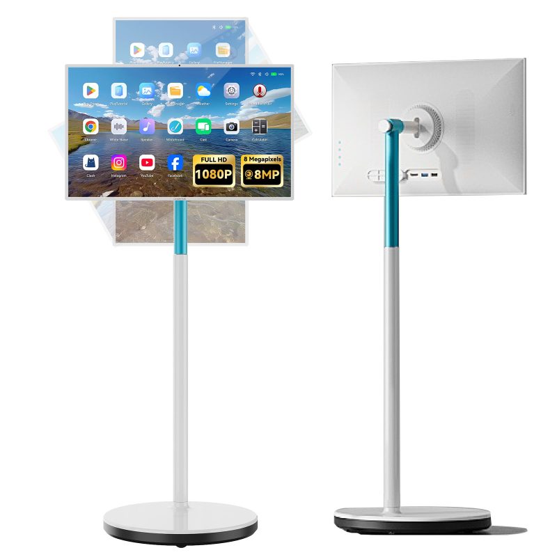 Leaderhub L27M 27" 8G+128G Live Smart Screen - Portable Rotating Touch Monitor w/Wheels, Android TV, Battery-Powered Mobile Stand for Camping, Kitchen & Outdoor Use (Copy)