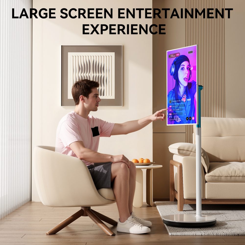Leaderhub L27M 27" 8G+128G Live Smart Screen - Portable Rotating Touch Monitor w/Wheels, Android TV, Battery-Powered Mobile Stand for Camping, Kitchen & Outdoor Use - Image 8