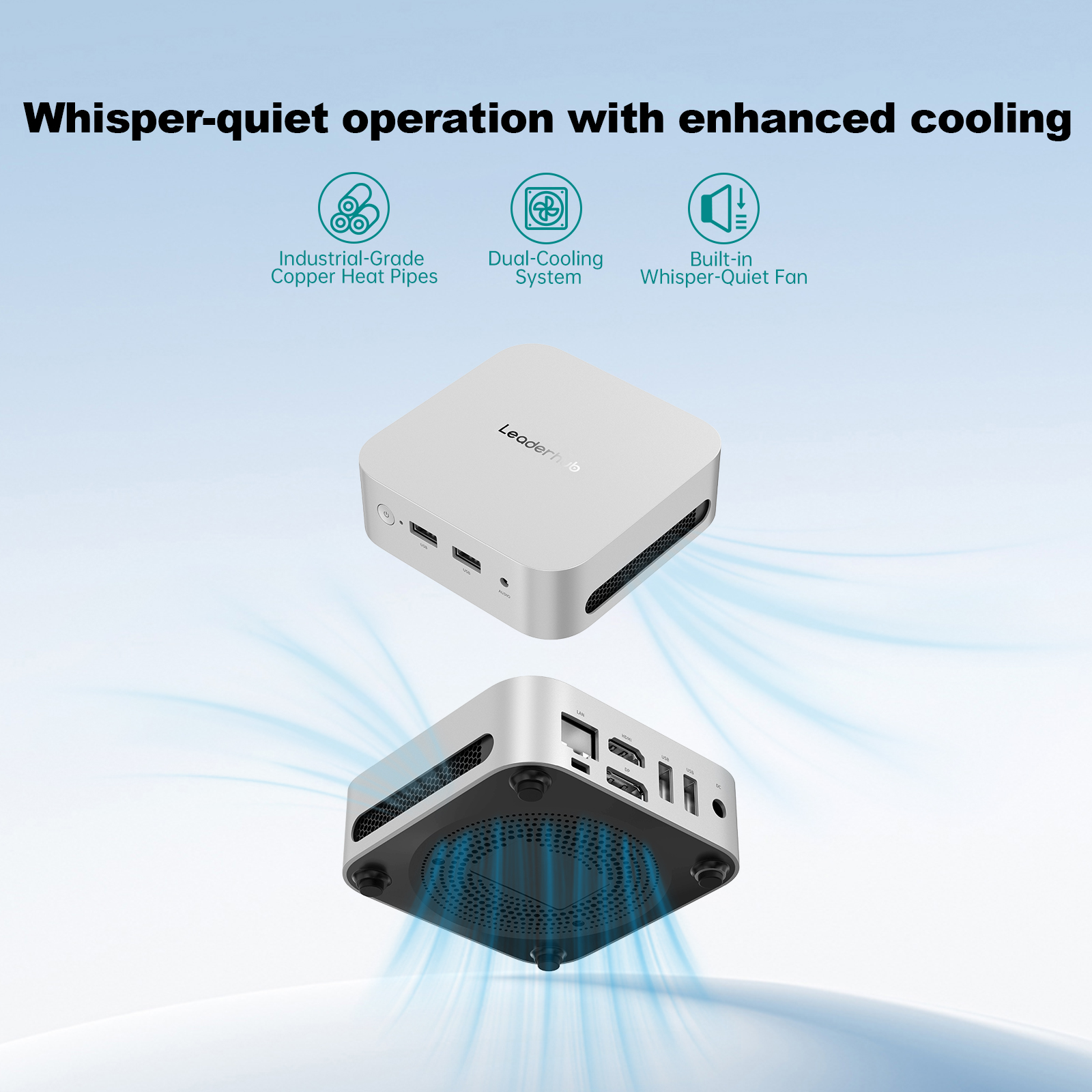 Leaderhub LP1C MINI PC Alder Lake-N N100 3.4Ghz 16GB RAM Sata*1 512G (Expandable up to 2T) Dual Display/WiFi 6/BT, Desktop Computer for Business,School,Office - Image 2