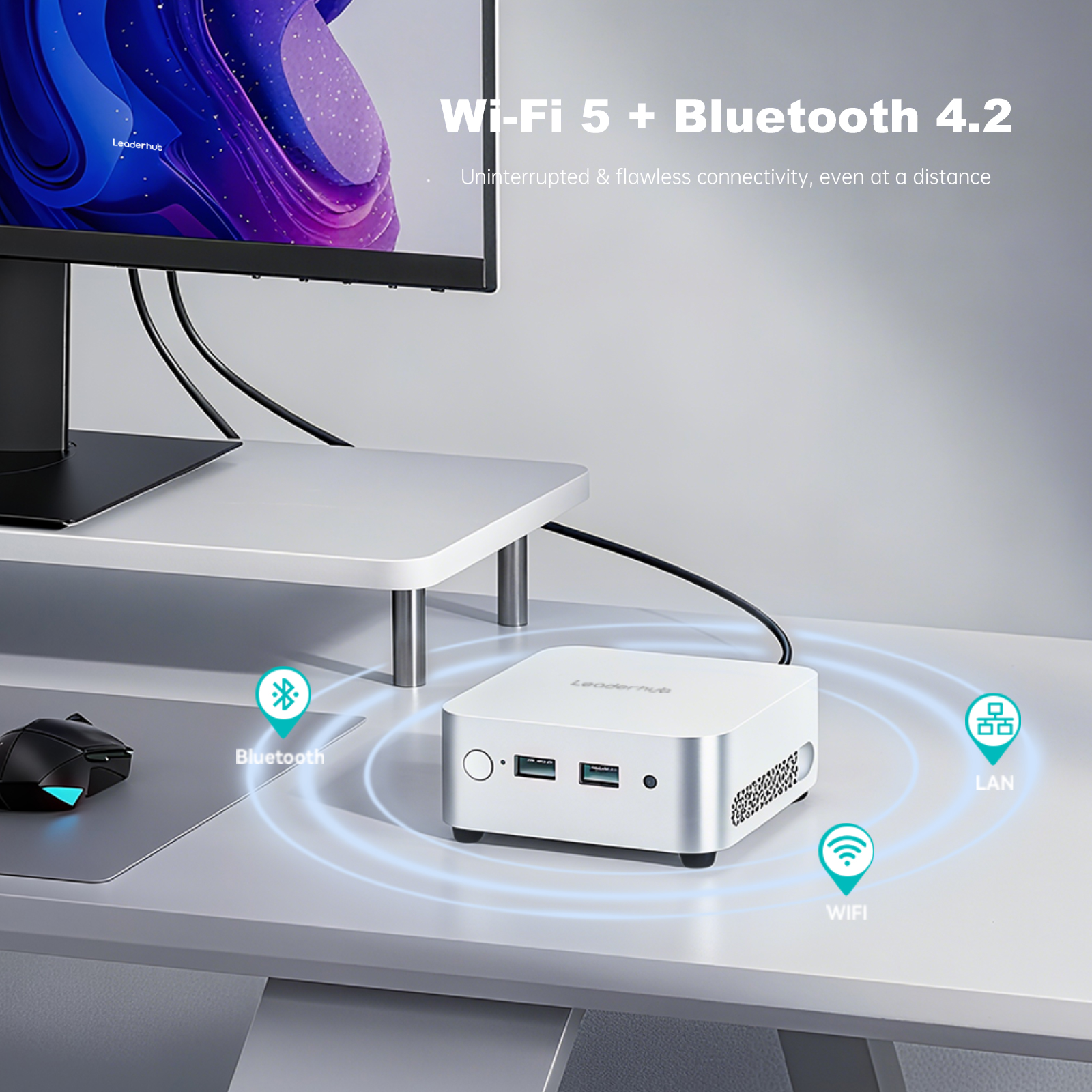 Leaderhub LP1C MINI PC Alder Lake-N N100 3.4Ghz 16GB RAM Sata*1 512G (Expandable up to 2T) Dual Display/WiFi 6/BT, Desktop Computer for Business,School,Office - Image 3