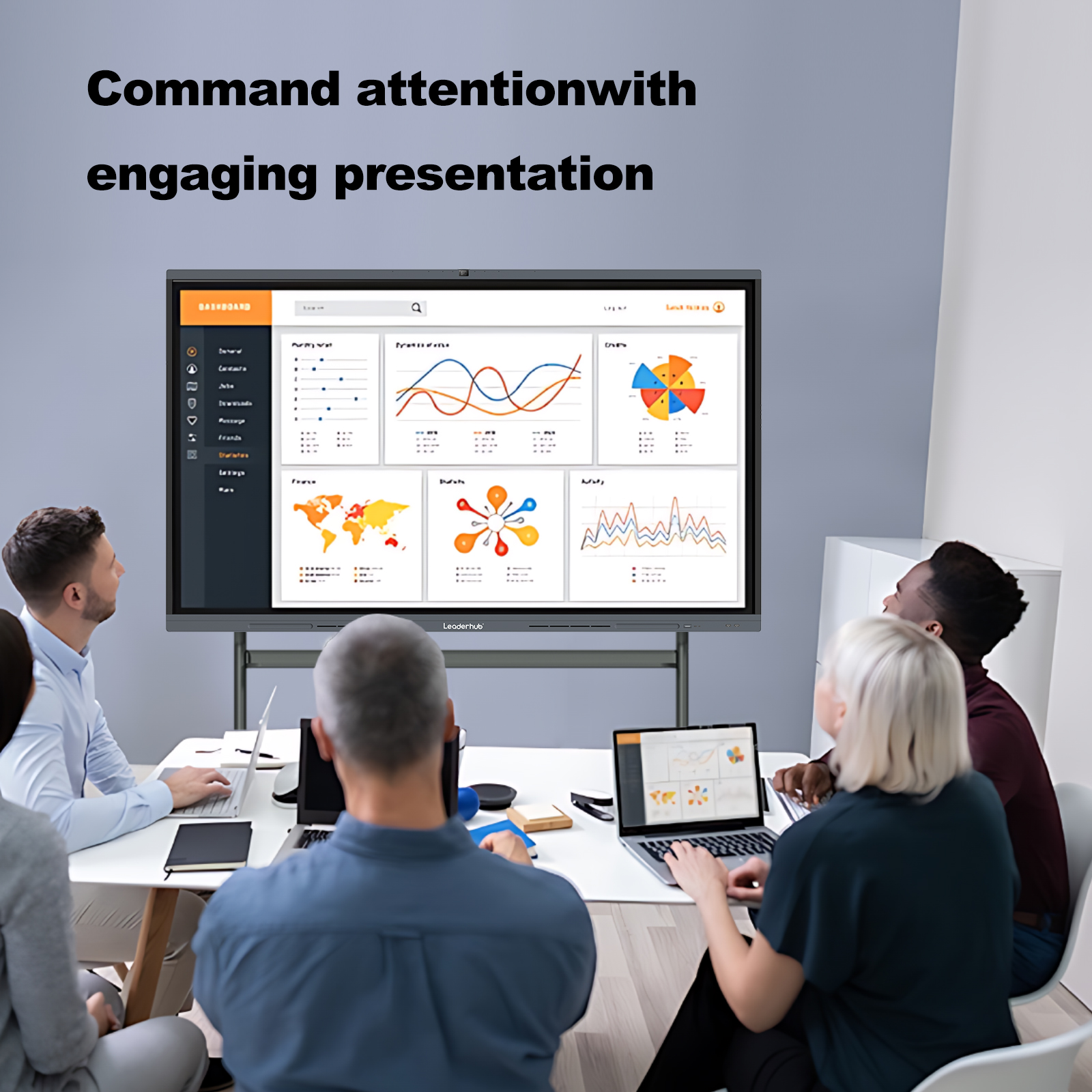 Leaderhub L65H L75H L86H L98H L110H 4K UHD Interactive Whiteboards Conference Flat Panel for Teaching/meetings - Image 3