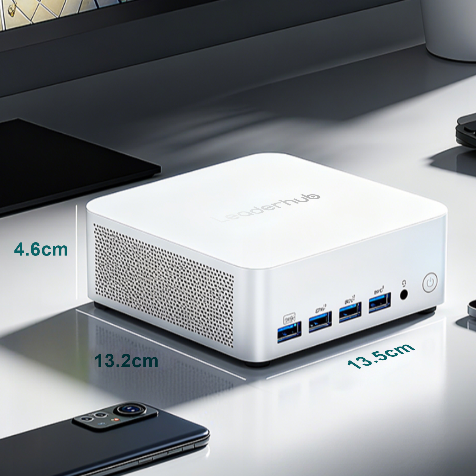 2026 leaderhub A6 Mini PC AMD R7-6800U DDR5 32GB UP TO64G 1T SSD NVMe SSD, Mini Computers, USB 4.0, WiFi 6e, BT5.2, RJ45*2 2.5G/ 4K Triple Display Desktop PC - Image 3