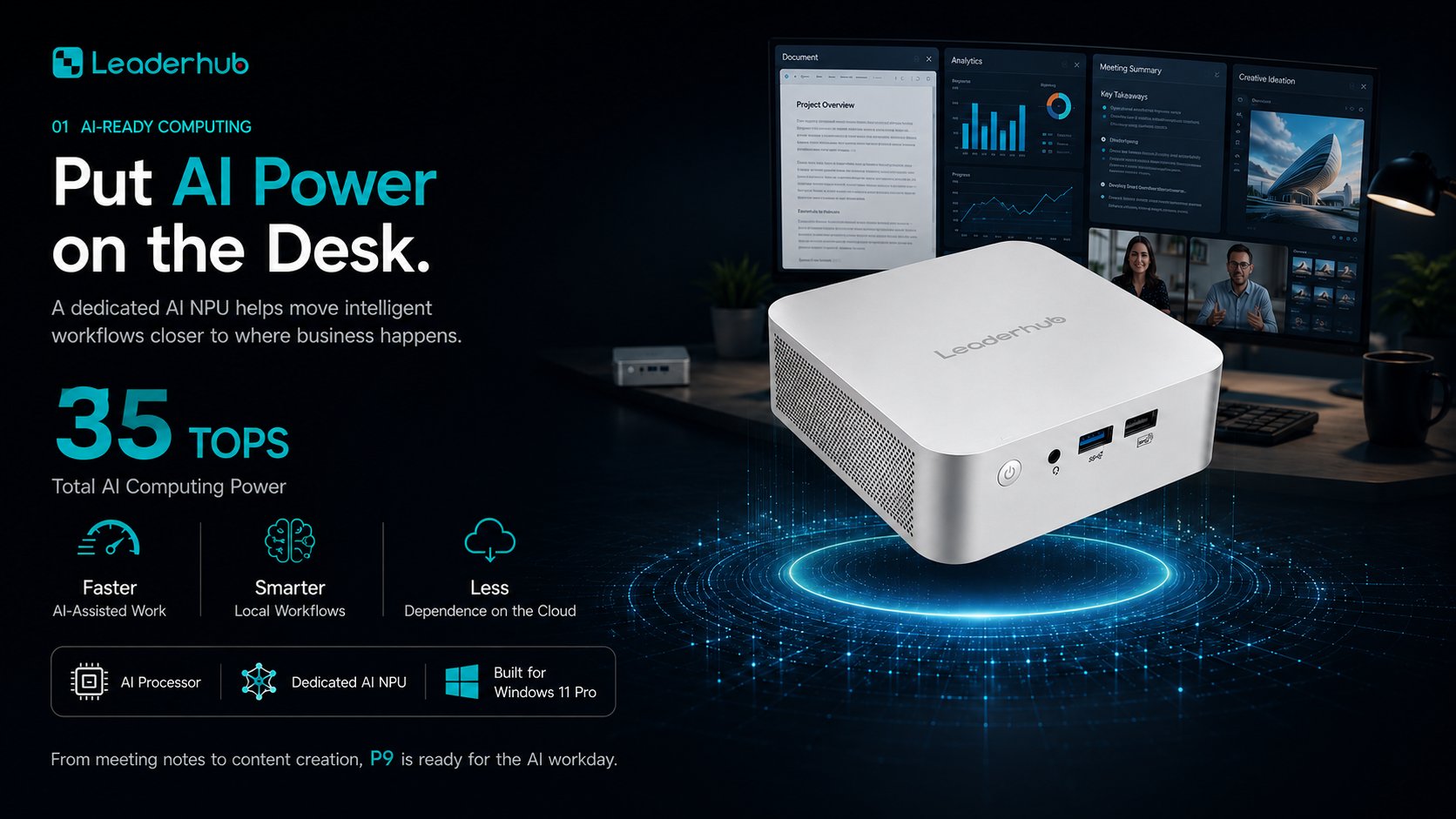 Put AI power on the desk — dedicated AI NPU, 35 TOPS total