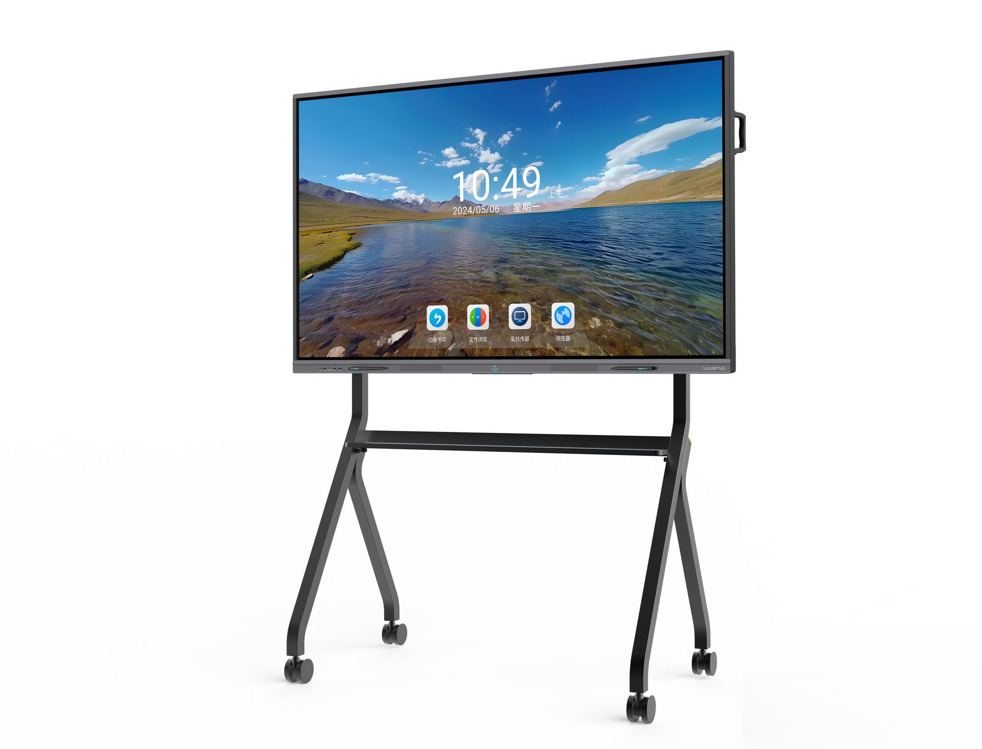 Teacher using smart board technology in classroom setting