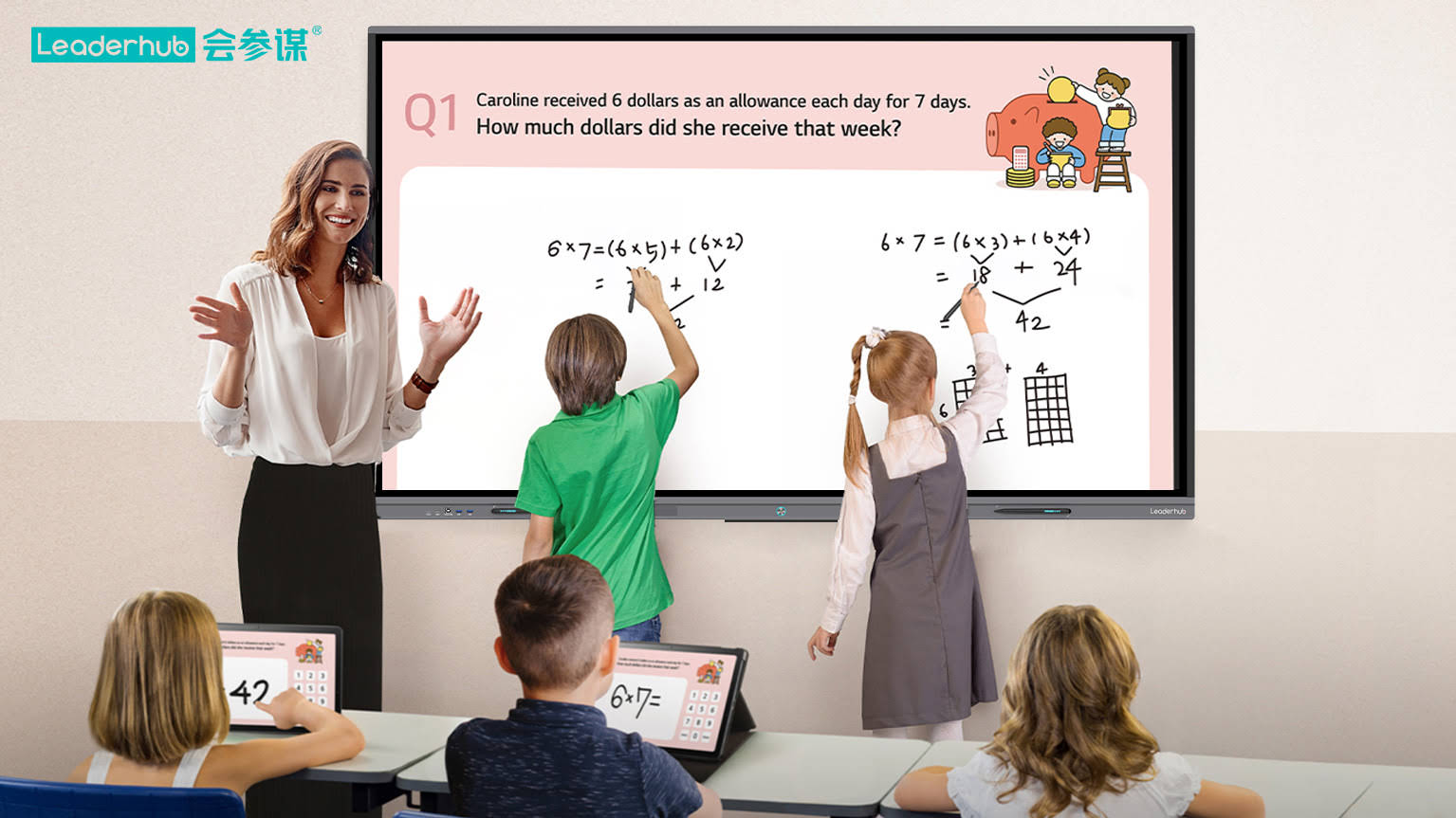 Capacitive touch smart whiteboard used in classroom presentation