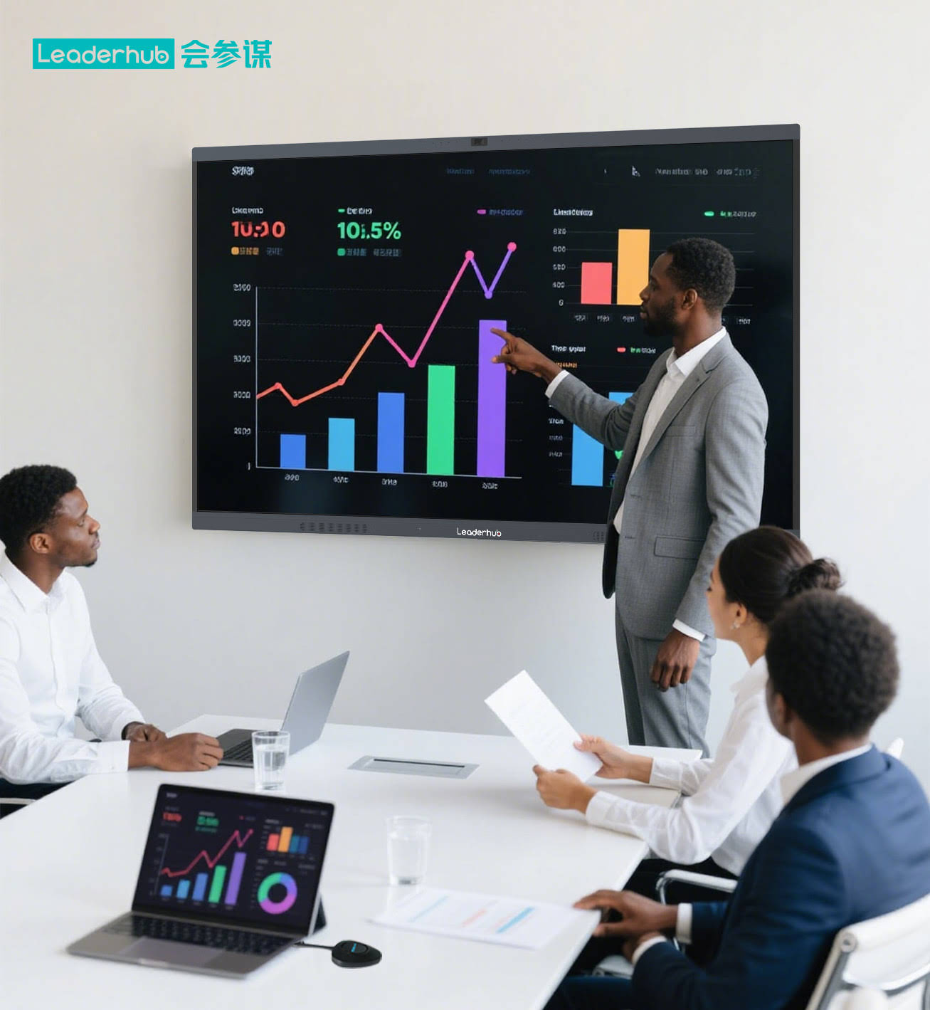 Close-up of touchscreen interaction on a smart whiteboard