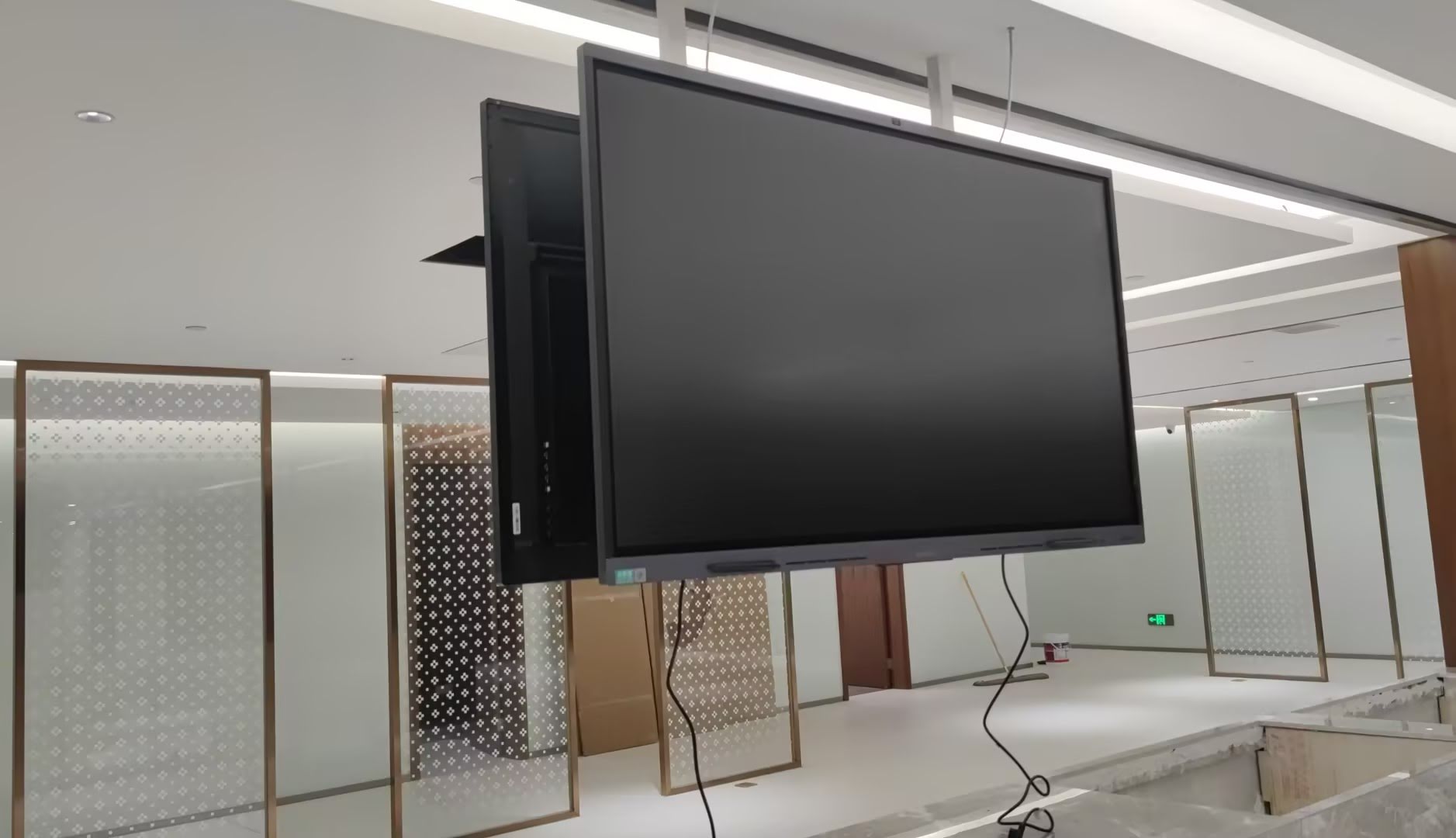 Close-up of HDMI cable connection to smart board