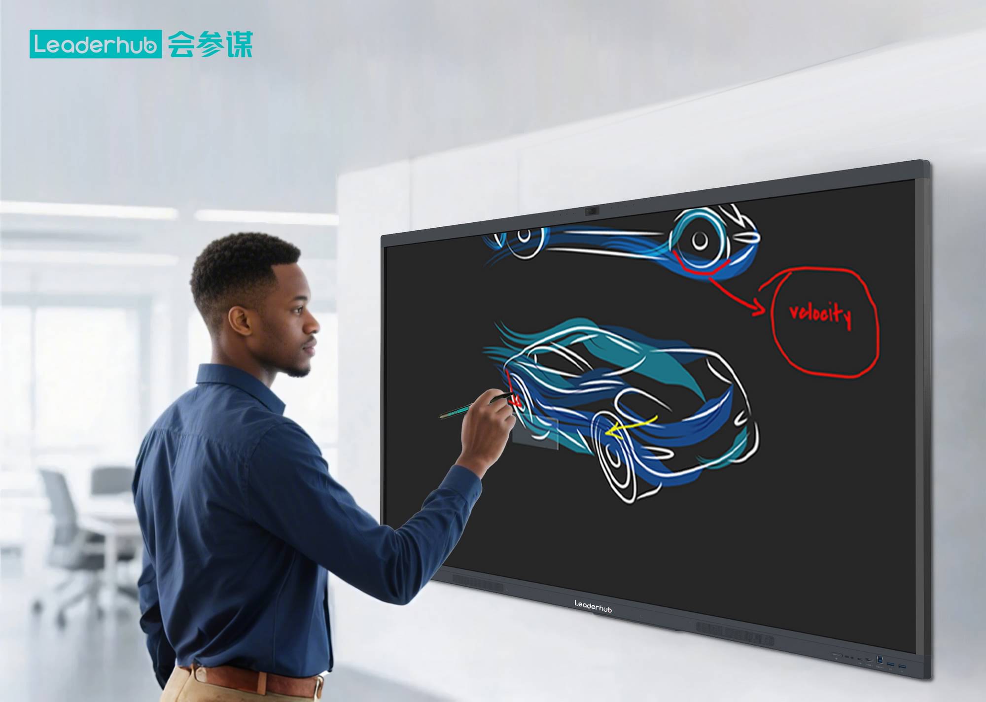 Smart board displaying startup sequence and home screen