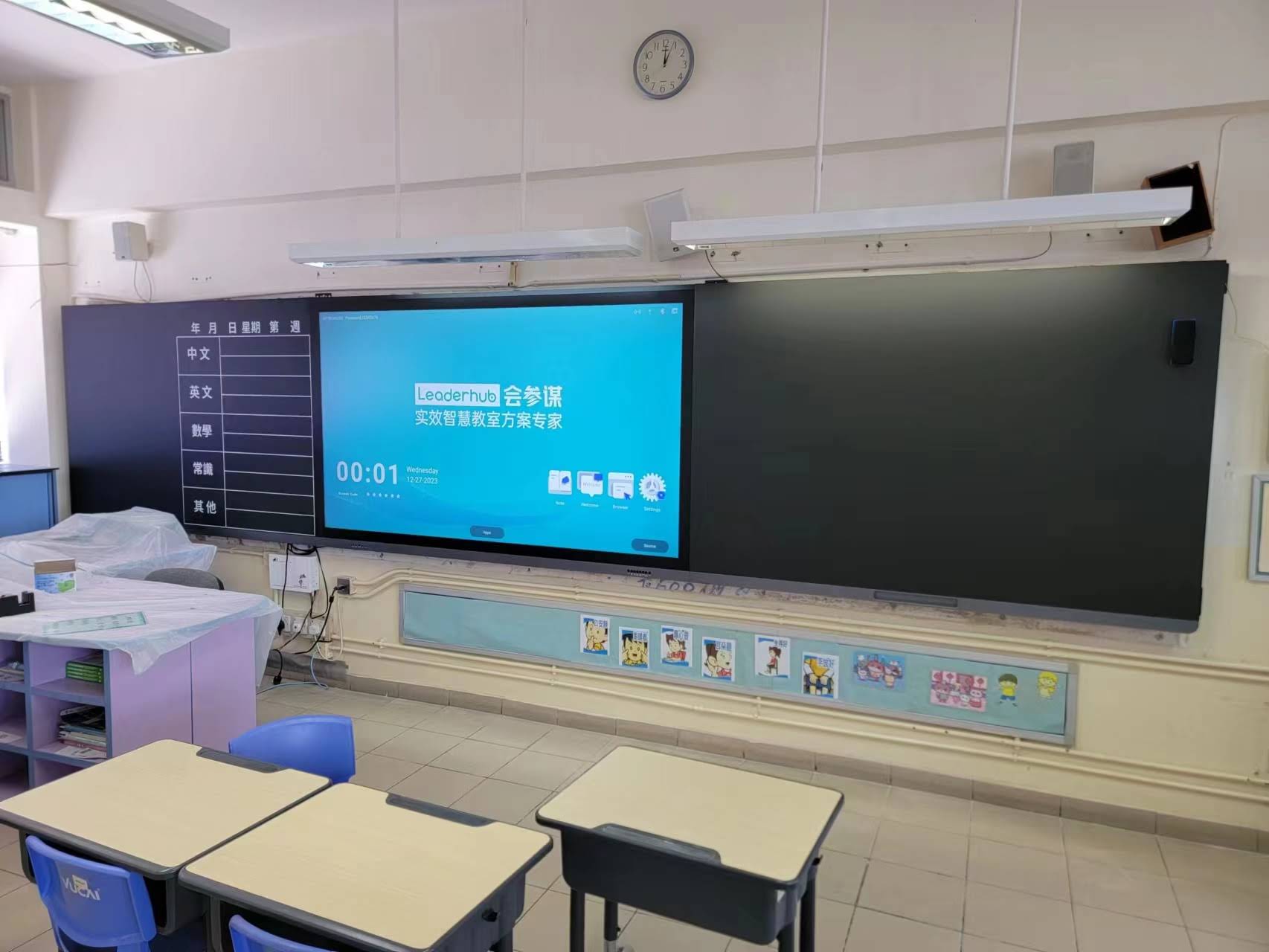 Clean smart board display showing proper maintenance results