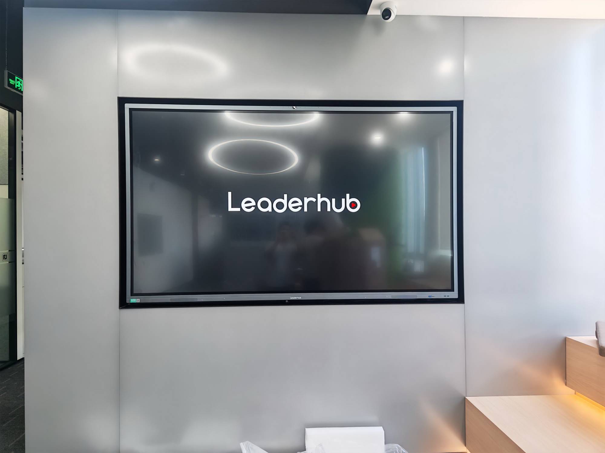 Business team using large interactive display during presentation