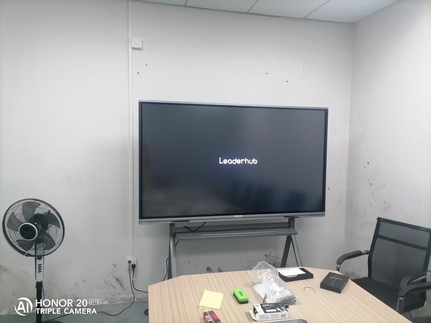 Interactive smart board displaying business analytics and data visualization