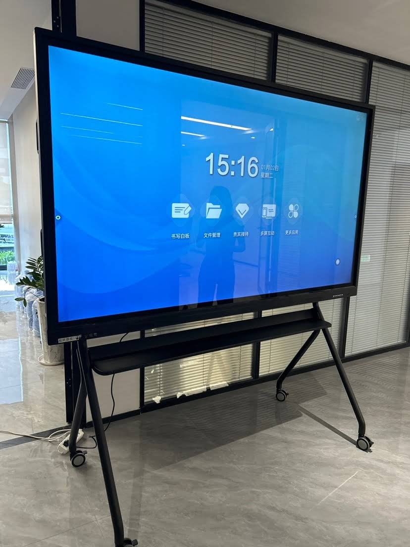 Interactive flat panel display demonstration at electronics exhibition