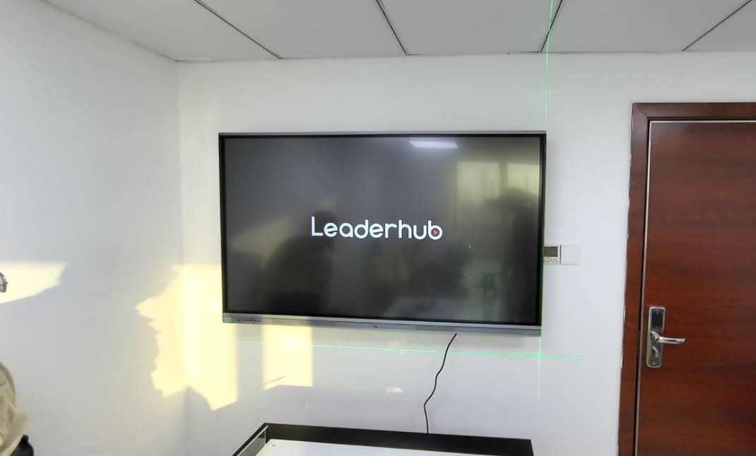 Smart board mobile connection setup in modern classroom