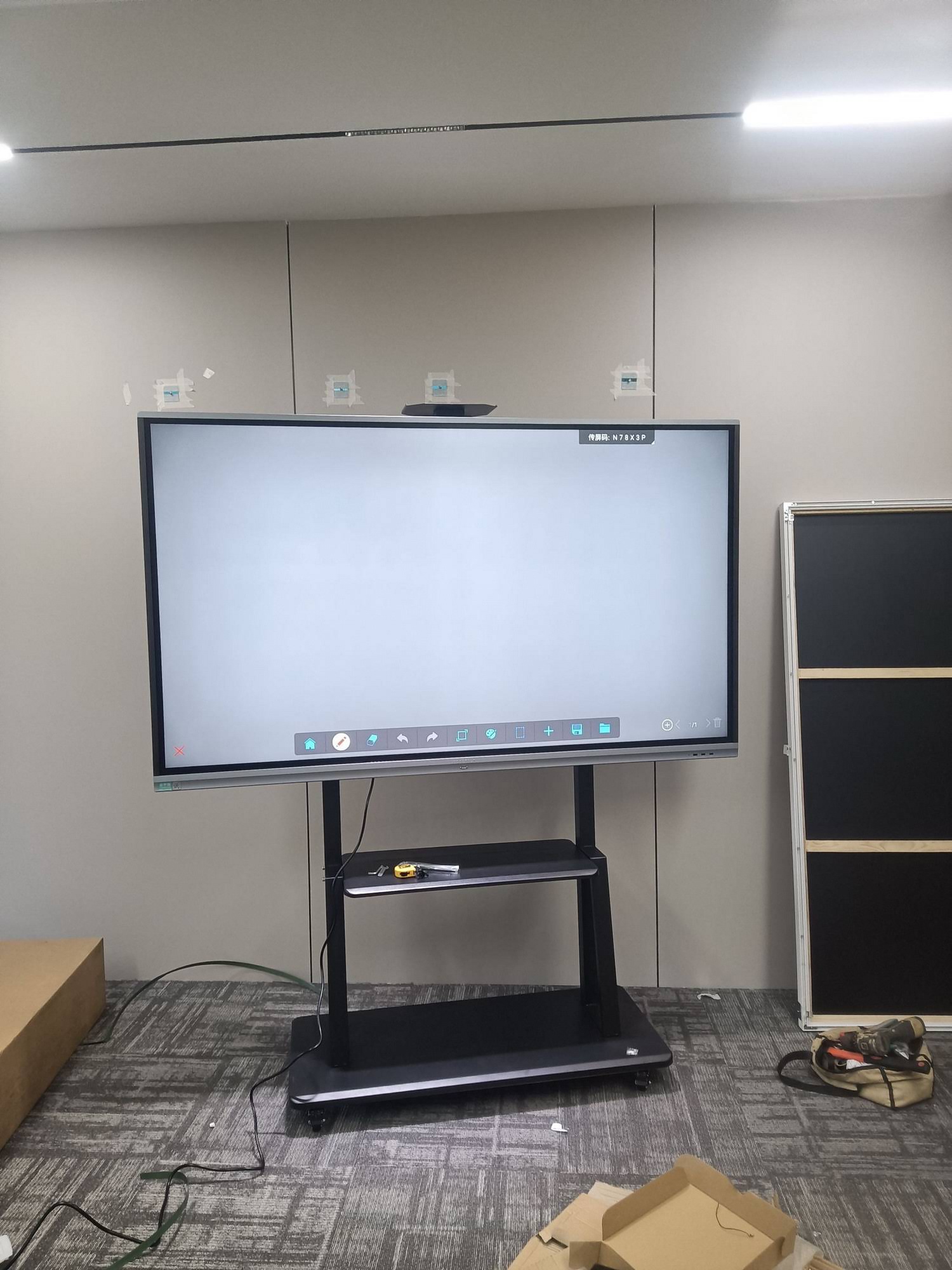 Large conference room with smart whiteboard installed